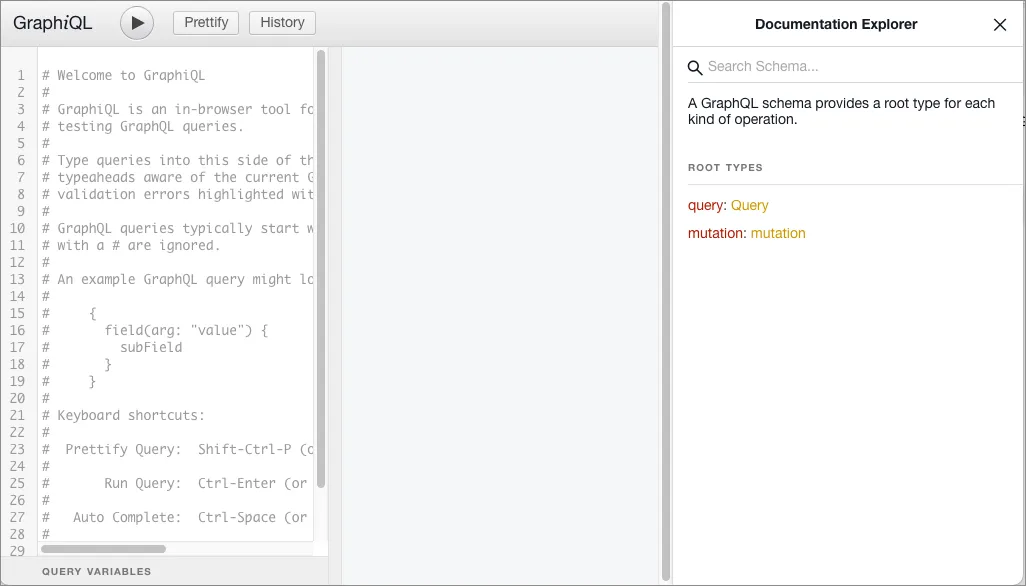 GraphiQl Doc Explorer pane